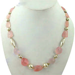 Load image into Gallery viewer, Rose Quartz Bead Necklace | gold plating Accents | Women's Jewelry Gift
