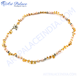 Load image into Gallery viewer, Pearl and citrine gemstone necklace with silver accents on a white background, perfect for daily wear.
