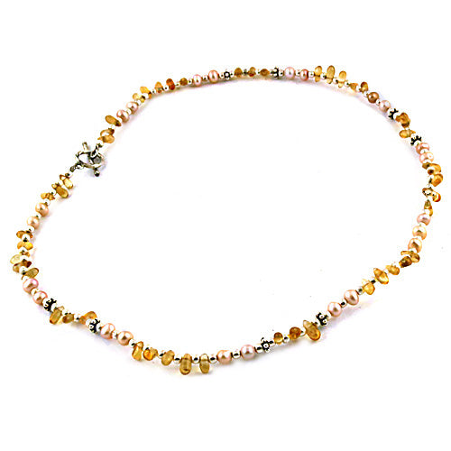 Pearl & Citrine Gemstone Necklace for Women | Daily Wear Jewelry