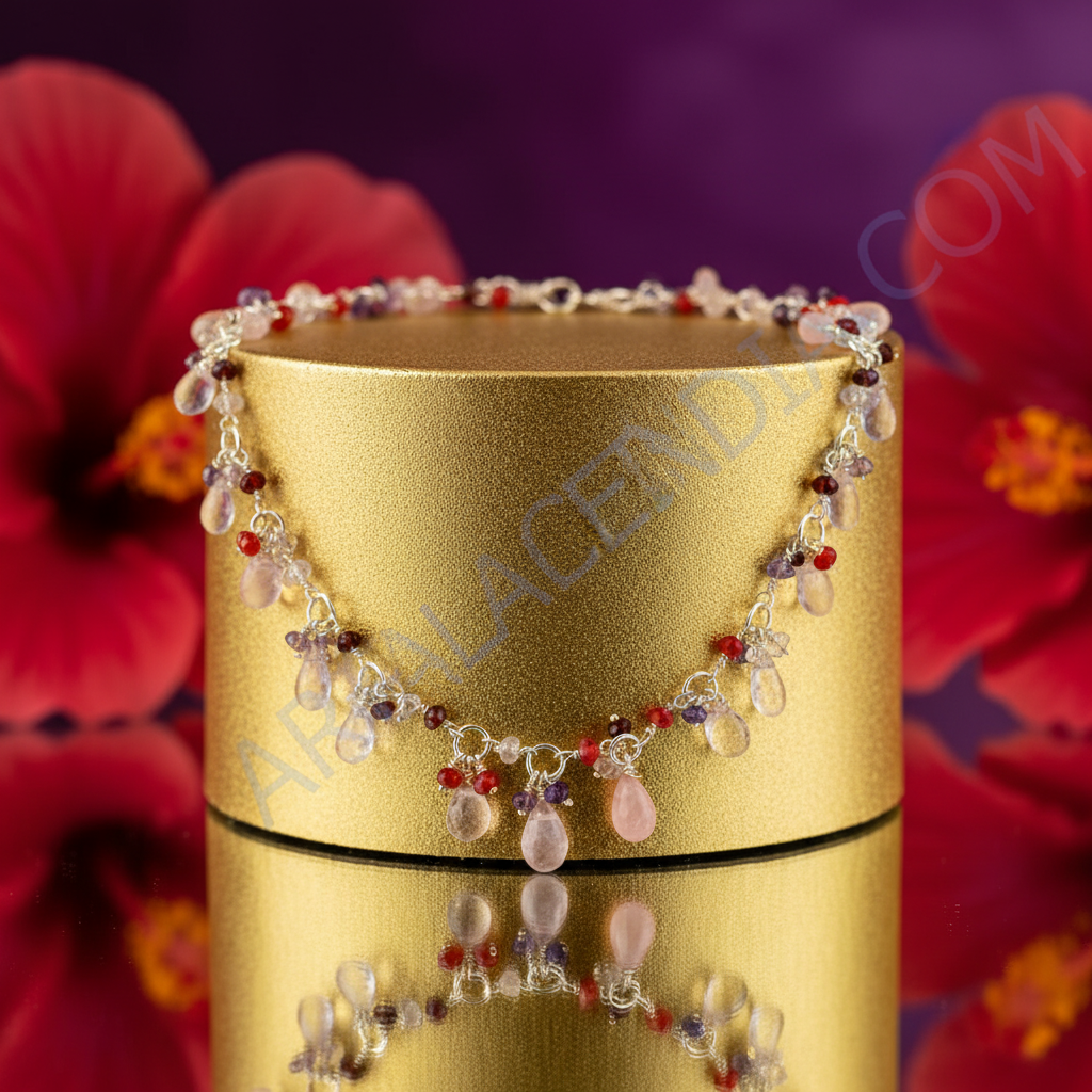 Gemstone beaded necklace | 925 sterling silver | for women