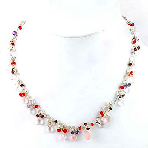 Gemstone Beaded Necklace | 925 Sterling Silver | For Women