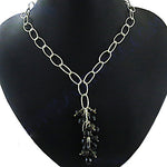 Load image into Gallery viewer, Silver Beaded Pendant Necklace for Women | Black Gemstone Jewelry
