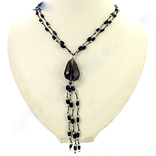 Black Onyx Beaded Y Necklace for Women | Gemstone Jewelry