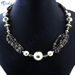 Load image into Gallery viewer, Elegant silver beaded necklace with round beads, perfect for women&#39;s fashion jewelry.
