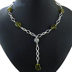 Load image into Gallery viewer, Silver Geometric Beaded Necklace | Green Gemstone Jewelry
