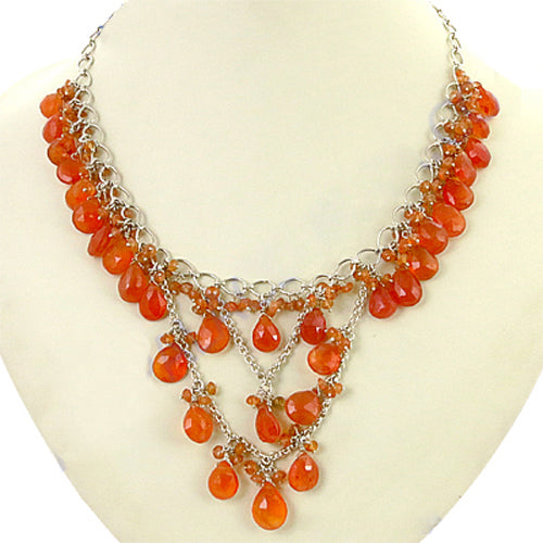 Silver Carnelian Necklace | Gemstone Choker for Women