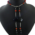 Load image into Gallery viewer, Black Onyx &amp; Red Agate Lariat Necklace for Women | Statement Jewelry
