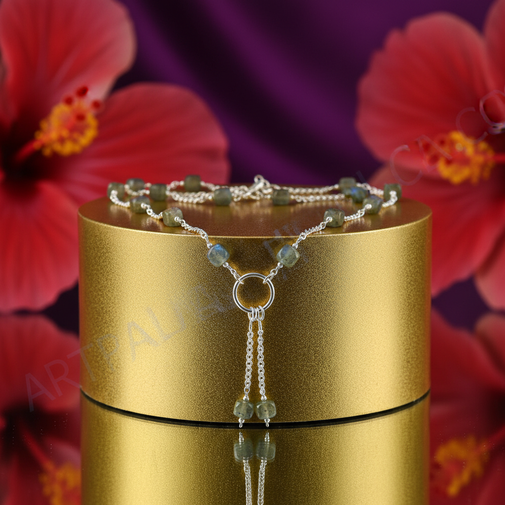 925 Silver Labradorite Y Necklace for Women | Gemstone Jewelry