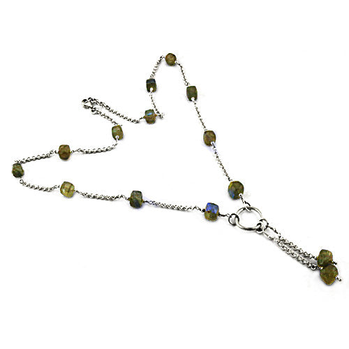 925 Silver Labradorite Y Necklace for Women | Gemstone Jewelry
