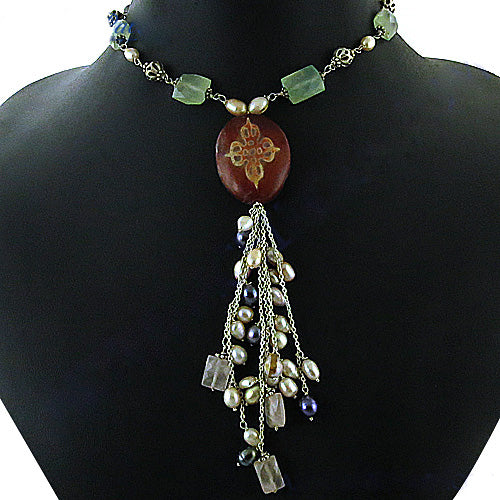 Gemstone Pearl Drop Necklace for Women | Fashion Jewelry