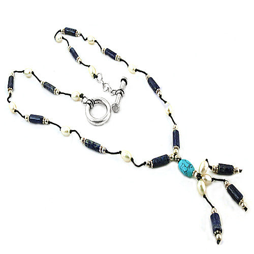 Pearl & Lapis Lazuli Necklace for Women | Fashion Jewelry