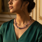 Load image into Gallery viewer, Amethyst Bead Necklace with Silver Accents | Women&#39;s Gift
