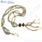 Load image into Gallery viewer, Smoky quartz beaded necklace with clear accents, a natural stone jewelry piece.
