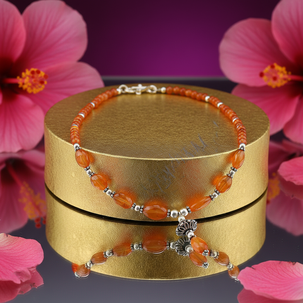 Orange Gemstone Bead Necklace for Women | Daily Wear Necklace