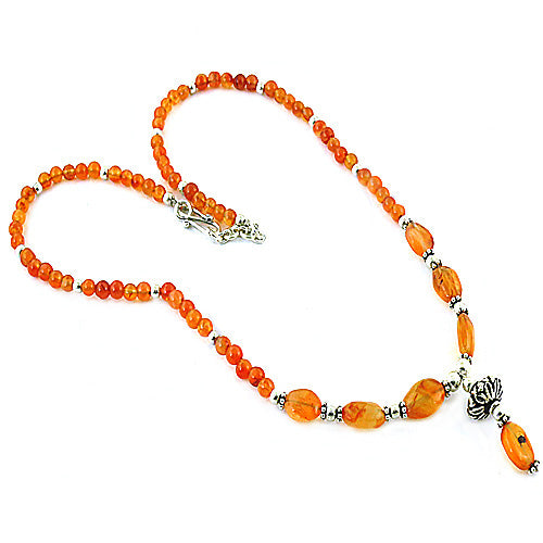 Orange Gemstone Bead Necklace for Women | Daily Wear Necklace