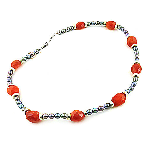 Gemstone Beaded Necklace | Faceted Red Carnelian | Women's Jewelry