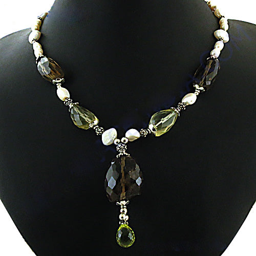 Smoky Quartz & Pearl Necklace | Gemstone Jewelry for Women