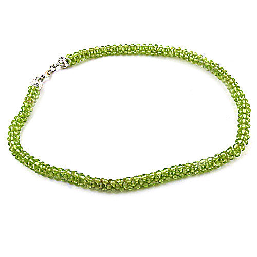 Green Peridot Bead Anklet | 925 Sterling Silver | For Women