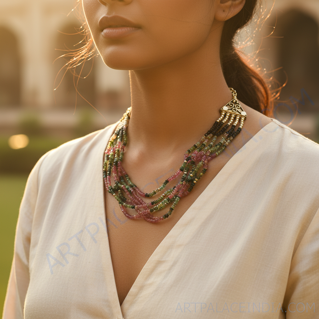 Tourmaline Bead Necklace | Multi-Color Gemstone Jewelry