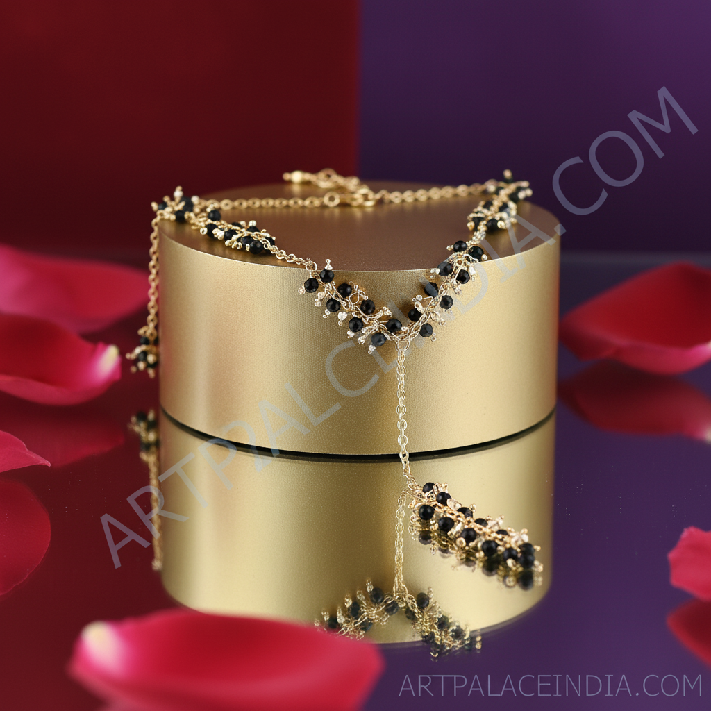 Black bead y necklace for women | fashion jewelry gift