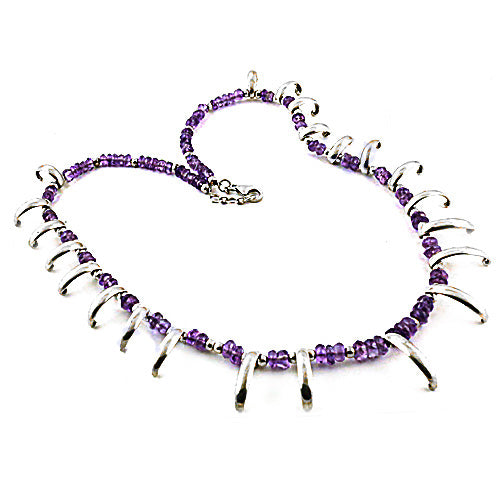 Silver Amethyst Necklace for Women | Gemstone Jewelry