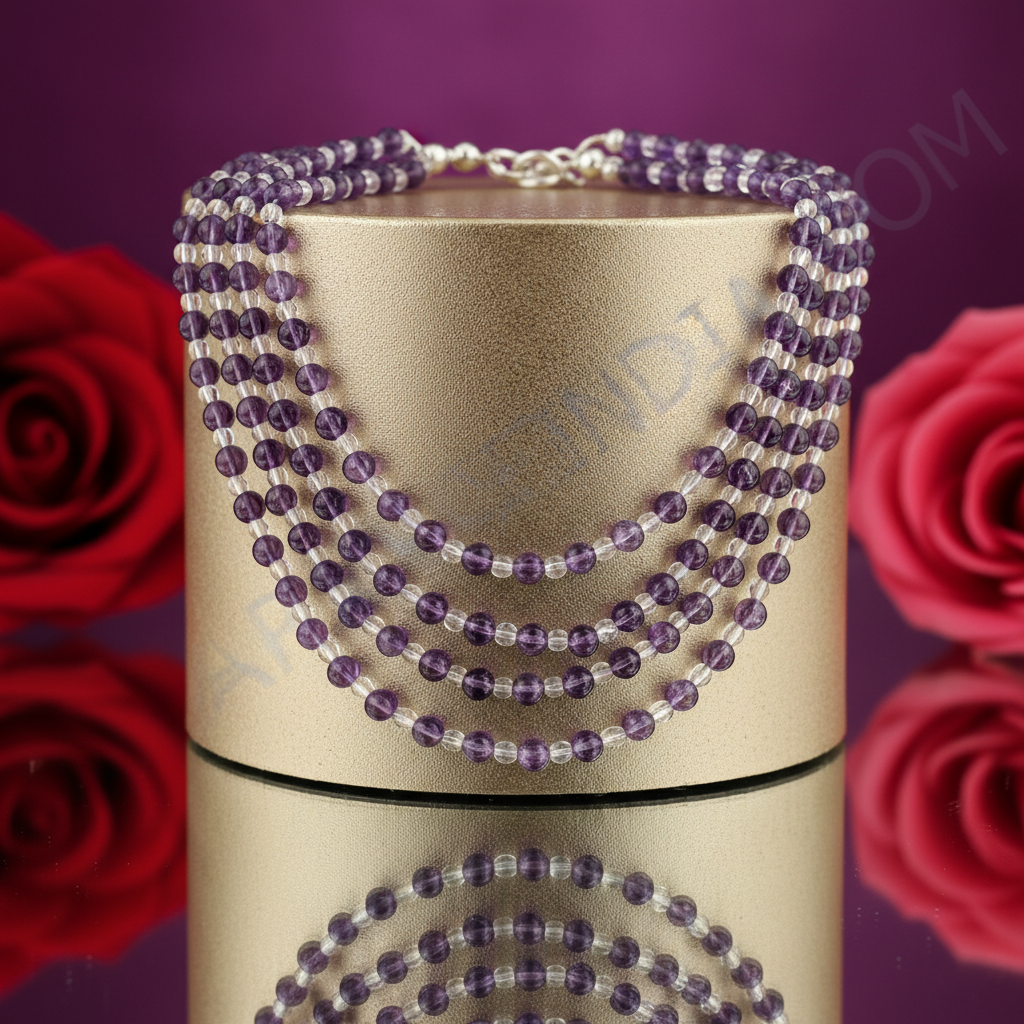 Amethyst Beaded Necklace | Purple Gemstone Jewelry for Women
