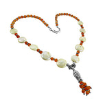 Load image into Gallery viewer, Beaded Mother of Pearl Necklace | Silver Fish Pendant Necklace
