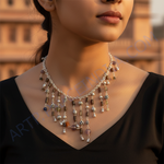 Load image into Gallery viewer, Beaded Gemstone Silver Necklace for Women | Fashion Jewelry
