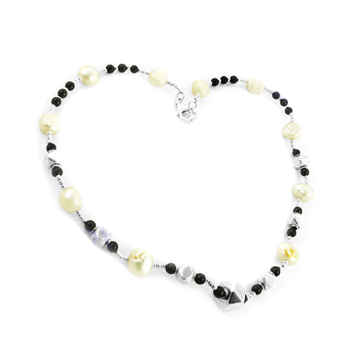 Pearl & Onyx Bead Necklace | Sterling Silver Necklace | Women's Gift