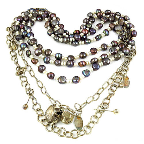 Multi-Strand Pearl Necklace | Dark Pearl Jewelry for Women