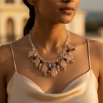 Load image into Gallery viewer, Silver Rose Quartz Gemstone Necklace for Women | Fashion Jewelry
