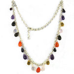 Load image into Gallery viewer, 925 Silver Multi-Gemstone Teardrop Necklace for Women
