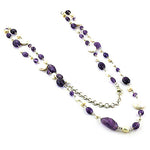 Load image into Gallery viewer, Amethyst &amp; Pearl Beaded Necklace | Long Chain Necklace For Women
