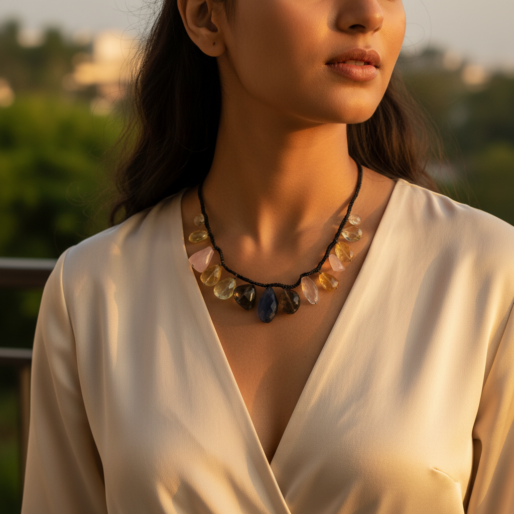 Gemstone Beaded Necklace | Natural Stone Jewelry for Women