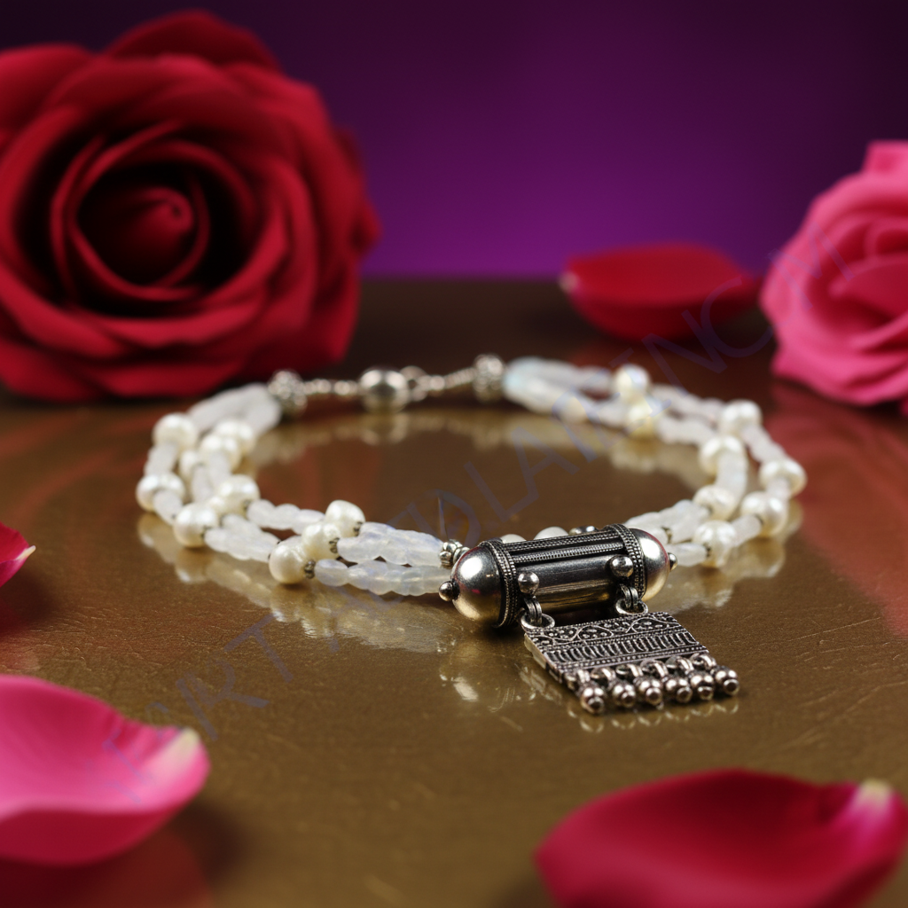 Silver Pearl Beaded Necklace | Handmade Statement Jewelry for Women