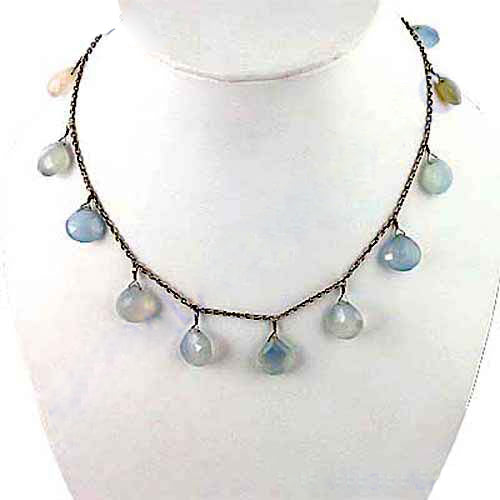 Silver Dangle Necklace with Blue Gemstones | Women's Jewelry