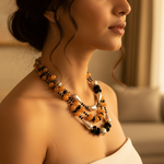 Load image into Gallery viewer, Orange &amp; Black Gemstone Necklace | Sterling Silver | Women&#39;s Jewelry
