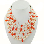 Load image into Gallery viewer, Multi-Strand Pearl &amp; Coral Necklace for Women | Statement Jewelry
