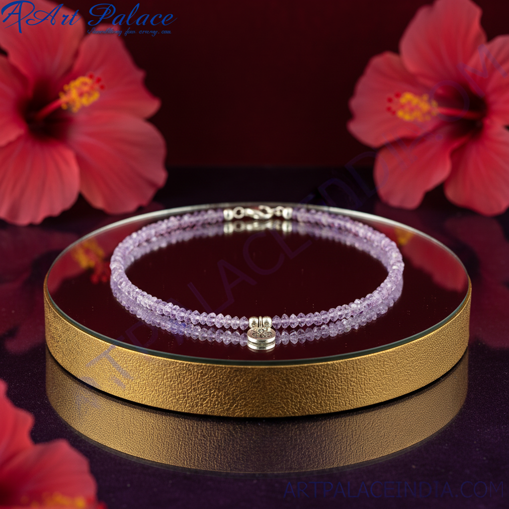 Amethyst Bead Necklace with Silver Charm | Women's Jewelry Gift