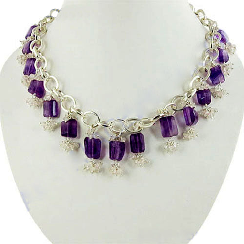 Silver Amethyst Choker Necklace | Gemstone Jewelry for Women