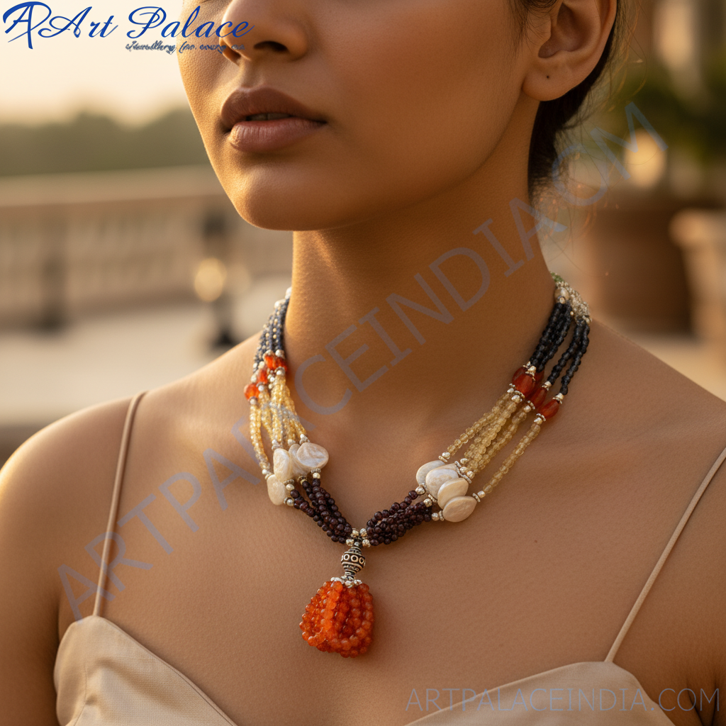 Multi-Strand Gemstone Necklace for Women | Statement Jewelry