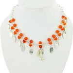 Load image into Gallery viewer, Silver Beaded Necklace with Orange Gemstones | Women's Jewelry
