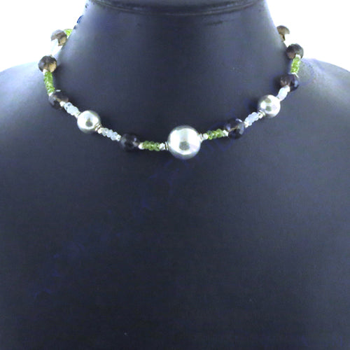 Silver Beaded Gemstone Necklace for Women | Fashion Jewelry