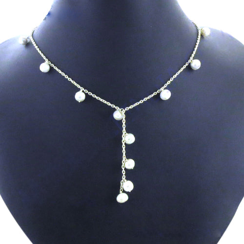 Silver Pearl Y Necklace for Women | Elegant Party Jewelry Gift