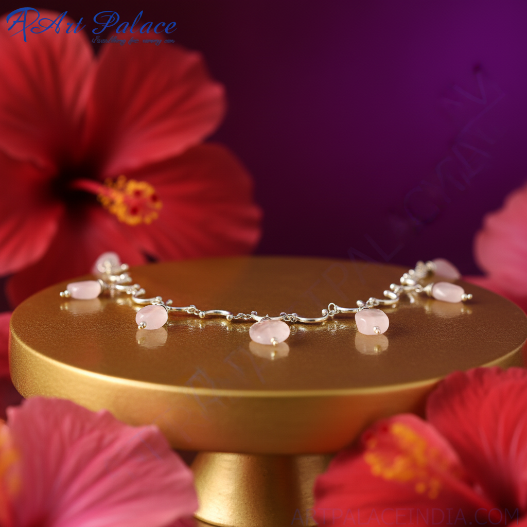 925 Silver Rose Quartz Necklace for Women | Gemstone Jewelry