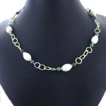 Load image into Gallery viewer, gold plating Chain with White &amp; Green Stone Necklace for Women
