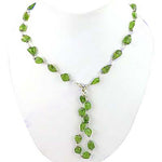Load image into Gallery viewer, Green Peridot Bead Necklace | Sterling Silver Y Necklace for Women
