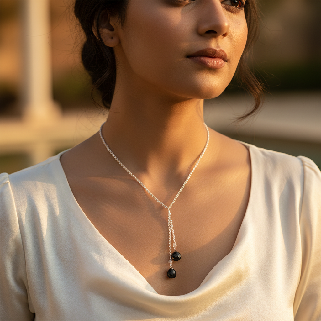 925 Silver Smoky Quartz Y-Necklace for Women | Daily Wear