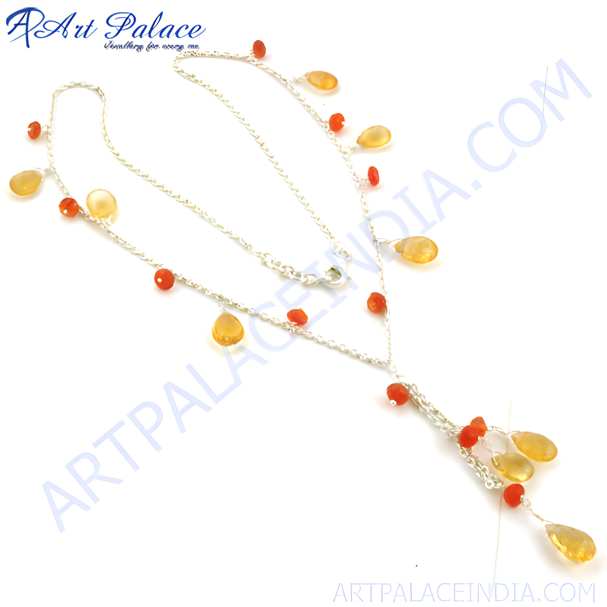 925 sterling silver necklace featuring citrine and carnelian gemstones, a beautiful and colorful pendant necklace