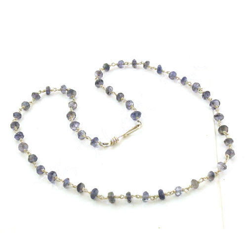 Iolite Bead Necklace | gold plating Chain | Women's Jewelry Gift